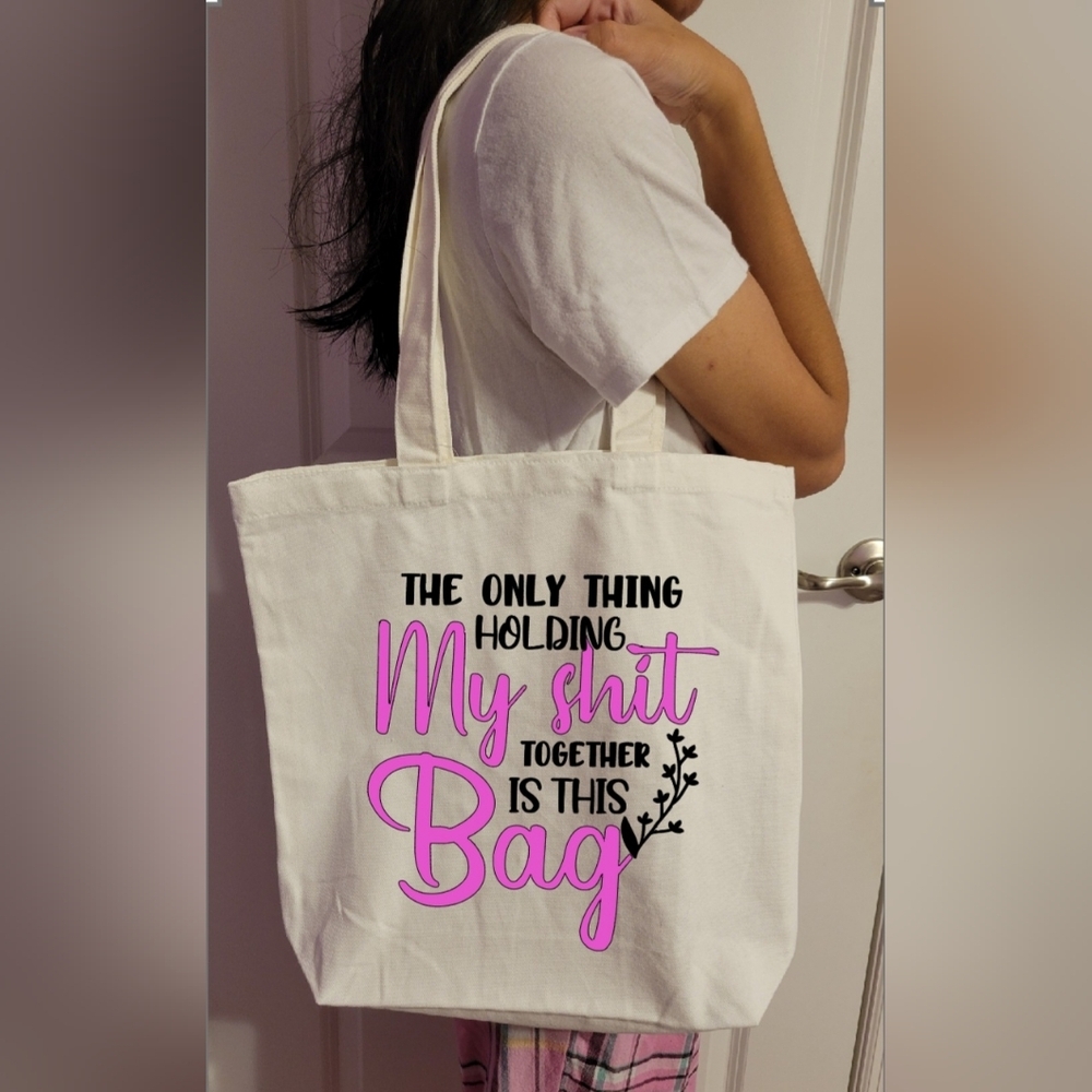 Canvas humorous tote 14x14x3